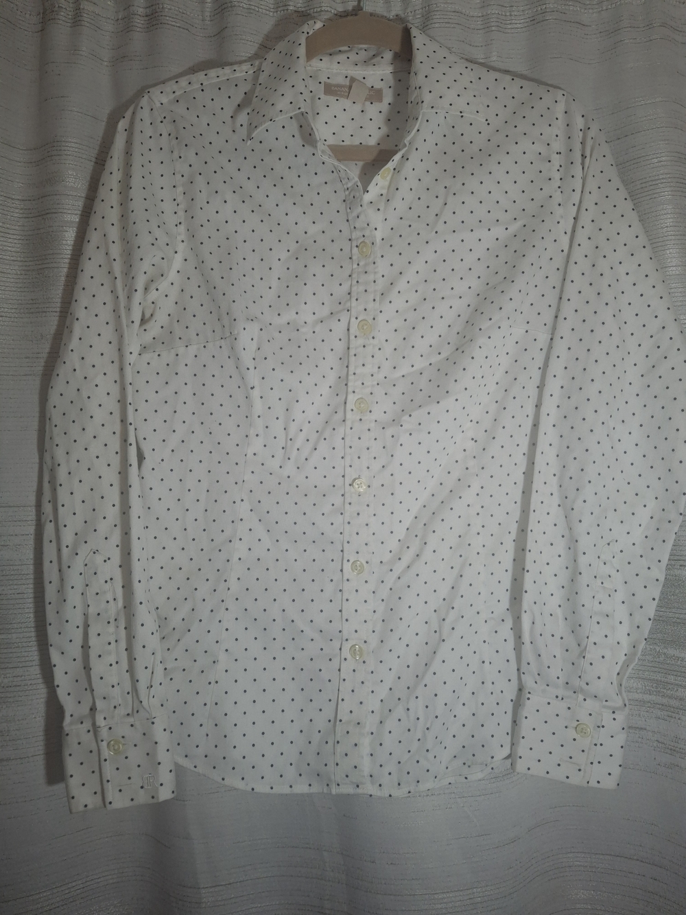 Banana Republic Ivory Shirt with Black Micro Dots Size 8